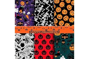 YTFG Cotton Fabric Halloween Fat Quarters,50cm x 40cm Halloween Fabric Bundles Patchwork Sewing Quilting Crafts Pumpkin Ghost Spider Printed for Patchwork DIY Sewing Festival Decor (H-6-40 * 50)