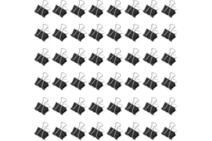 QIKAARA 100 Stück Foldback Klammern, 15 mm Schwarz, Mini Klein Papierklammern Metall Maul Klammer Büroklammern Stahlklammern Vielzweckklammern für Büro und Haushalt small foldback clips clamps