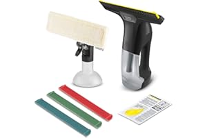 Kärcher Fenstersauger WV 6 Plus Multi Black Edition, extra lange Akkulaufzeit von 100 min, Sprühflasche mit Mikrofaserbezug, 3 farbige Ersatz-Abziehlippen, 20 ml Fensterreiniger-Konzentrat