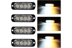 KAIDENGZHE 4pz Ultra Thin 4LED Luci di Emergenza Ambra e Bianco Hazard Lampeggiante Luce Stroboscopica Luce Universale per 12-24V Car Truck Trailer Camper Moto Furgone