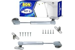 2 Piezas Amortiguador Puerta Cocina 80N Color Níquel - Pistones Hidraulicos Muebles Cocina y para Armarios con Kit de Montaje - Garantía de 10 Años - MONTERAL