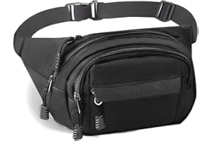 GADOM Bumbag Waist Bag, Waterproof 4 Zip Pockets Fanny Pack Running Waist Pack Bag Adjustable Belt Waistpacks for Outdoors,Travel,Sport, Hiking