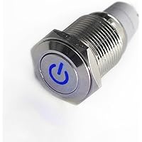 HOTSYSTEM 16mm 12V Selbsthaltender Schalter Metall LED Beleuchtet Drucktaster Druckschalter Druckknopf EIN-Ausschalter f…