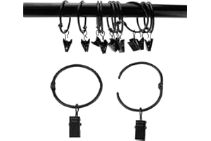 NOKWOCY 25 metalowych pierścieni do zasłon, z haczykami, pierścienie do zasłon z klipsami, klipsy do karnisza do zasłon, haczyki do okien, drzwi, zasłony prysznicowej