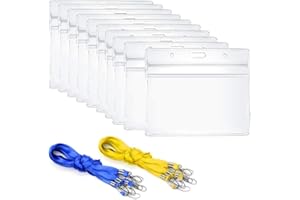 YunBey 10 Piezas Porta Tarjetas Identificativas Colgante con Llaves Cuello Llaveros Plastico con Etiqueta Tarjetero Plastico Para Personal, Estudiantes, Exposiciones, Ceremonias, Transparentes