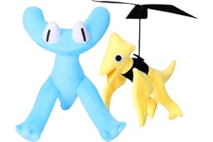 FASTEXX Rainbow Friends Plush Chapter 2 Characters Cyan and Yellow Rainbow Friends Plush Series Looky Plushies Toys, plushies Soft Toys Figure Toy for Kids (Cyan+Yellow)