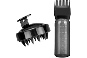 mvorry Haaröl Applikator, Wurzelkamm-Applikatorflasche und Kopfmassage Bürste, Hair Oil Applicator Bottle, Zuverlässiges Haarstyling Werkzeug für Hair Oiling Haar Colorationen (Schwarz)