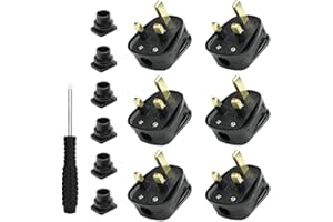 FLARE LIGHTING Pack of 6 UK Plugs 3 Pin with 13 AMP (Black), Fused Plug, Heavy Duty Electrical Plug, Durable for Electrical Appliances, 240V, Rewireable Plug