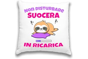 12Print Federa Cuscino SUOCERA per compleanno donna, cuscino idea regalo natale per la Suocera - (SOLO FEDERA 40x40) suocera in ricarica