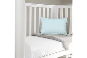 Pizuna Toddler Crib Pillow Cases 33x46cm Baby Blue, 2pc 400 Thread Count 100% Long Staple Cotton Luxurious Sateen Weave Baby Small Pillow Cases For Crib Bed By
