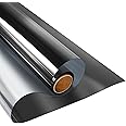 KESPEN Window Film One Way Daytime Privacy Static Cling Sun Blocking Anti UV Reflective Window Tint for Home and Office, Black-Silver, 23.6 Inch X 6.5 Feet