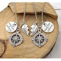 2 PC gesetztes reizendes Mutter-Tochter keine Angelegenheit, wo Kompaß-Charme-Halskette, Bff Halskette, Schwester, beste Freund-Halskette, Freundschaft-Schmucksache-Weihnachtsgeschenke, Halsketten der Kinder, Freund-Geschenke