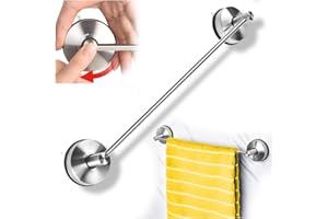 YOHOM Suction Towel Rail Bathroom 42.8 CM Vacuum Hand Towel Holder Stainless Steel Suction Cup Tea Towel Rack Kitchen Single Shower Towel Bar Wall Mounted Towel Hanger No Drilling Brushed (17-Inch)