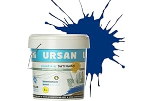 U URSAN Ursan - Plastikril Satinado | Pintura Exterior Satinada - Pintura Impermeabilizante - Indicada para Fachadas con Alta Resistencia a Agentes Atmosféricos - AZUL COBALTO 4L