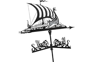ANCNA-U Viking Battleship Metal Weather Vane Vintage Pirate Ship Weathervane Wind Direction Indicator for Outdoor Garden Roof Paddock Decoration