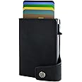 RAFIYU Card Holder with RFID Protection - Pop Up Quick Access Wallet for Men - Slim Wallet for 9 Credit Cards - Black Minimalist Smart Wallet