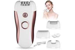 QEWEUUIE Epilierer Damen Wiederaufladbar & Kabelloser- 4 in 1 Epilierer mit Haartrimmer & Pediküre Gerät - Wet&Dry Elektrischer Rasierer Damen für haarentfernung Gesicht Beine Arme Bikini Intimbereich