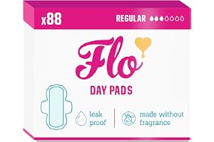 Flo - Day Menstrual Pads (88 Pack) - Regular Flow - Leak Locking - Winged + Ultra-Thin - Natural, Absorbent, Soft, & Breathab