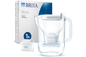 BRITA vattenfilterkanna stil XL ljusgrå (3,6 l) inkl. 1 MAXTRA PRO All-in-1 patron – NY – filter minskar kalk, klor, bekämpni