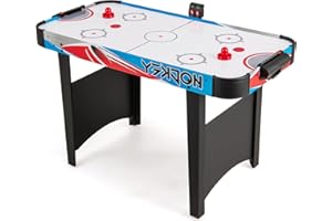 HOMASIS Tavolo da Air Hockey in Legno per Bambini e Adulti, Tavolo da Gioco Interno con Display LED e Potente Motore da 12 V, 2 Dischi e 2 Pattini, Giochi Familiari per Tutte le Età