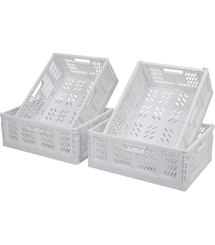 Lot De 3 Boîtes Pliantes L - Panier Rangement, Transport, Empilable - Plastique Robuste, 33x24.5x15cm Environ