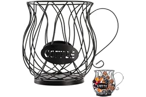 WHCCTL Panier à Capsules De Café, Organisateur Dosettes Café, Panier Rangement de Café, Corbeille Fruits Tasse à Café, Porte-Capsules De Café Design Original, Porte-Tasses K, Grande Capacité, Noir (B)