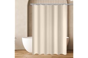 ‎LERORES Lerores Shower Curtain, 120 x 200 cm, Beige, Weighted Hem, Anti-Mould Textile, Water-Repellent, Washable Polyester Fabric Bath Curtains for Bathroom, Bathtub with 8 Shower Curtain Rings