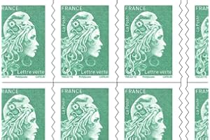 Carnet de 10 timbres autocollants Lettre Verte - La Poste - 20G - Validité permanete
