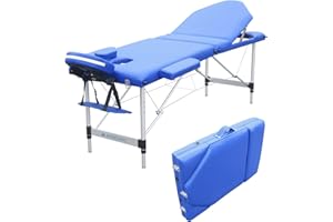 Mobiclinic®, Massage Table, Beauty Bed, Massage Bed, Professional, Lash bed,Aluminium and Leatherette, 3 Sections, Physiotherapy Folding Table, Adjustable Height, 73,23 x 23,62 in, Portable, Blue