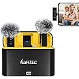 AURTEC Wireless Lavalier Microphone with Charging Case for Type C/USB C Phones, Set of 2, Plug & Play, 100 Ft Range, Noise Cancellation and Large Battery