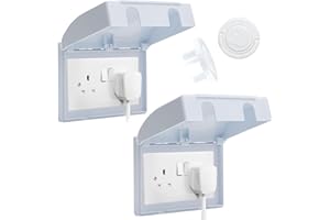MAIXINNEW 2 Pcs Wall Socket Protection Covers UK, Double Socket Cover Box for Baby Safety, Plug Protector Cover Waterproof for Home, Kitchen and School