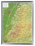 Image de Schwarzwald 1:400.000 mit Rahmen: Reliefkarte Schwarzwald klein mit silberfarbenen Kunstst