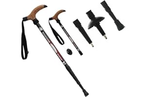 Wrzbest Aluminum Alloy Quick Lock Trekking Poles Anti-Shock Telescopic Walking Stick Adjustable Canes Crutch for mountains trekking hiking walking,Ultralight Collapsible with Cork Grips Tungsten Tips