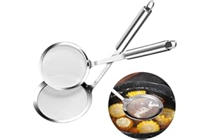 VIENTIANE Colino in Acciaio Inox, 2 Pezzi Schiumarole, Setaccio a Maglia Fine Colino Set, Maglia Fine Schiumarola Cucina, Schiumarola Cucina, per Filtrare Grasso Galleggiante, Residui Olio (2 Specifiche)