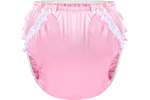 LittleForBig tvättbar återanvändbar vattentät rufsig spets rosett vacker i rosa satin över vuxna blöjskydd L