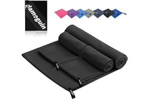 damoguin 3er-Set Mikrofaser Handtuch, Groß (180*80cm) & 2 Stück Klein (80*40cm) Schnelltrocknende Microfaser Fitness Handtücher, als Sporthandtuch, Strandtuch, Badetuch und Reisehandtuch (Schwarz)