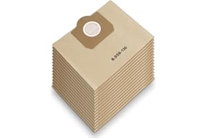 LULULEAGUE 15 Stück Staubsaugerbeutel für Kärcher 6.959-130.0 Papierfilterbeutel, Filtertüten Beutel für WD3 1629 MV3 A2201/2204/2504/2554/2251/2604 Staubsaugertüten Filterbeutel Paperbags