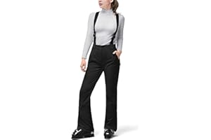 33,000ft Damskie spodnie narciarskie, spodnie z szelkami, wodoszczelne, wiatroszczelne, softshellowe, z ciepłą podszewką, spodnie snowboardowe, spodnie do biegania na nartach, spodnie termiczne,