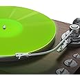 PRO SPIN Green Glow Acrylic Turntable Mat - Platter Slipmat for 12" Vinyl Vintage Record Player - Antistatic Cover, Reduces Noise & Sounds from Static & Dust - Tighter Bass Quality, Record Player Mat
