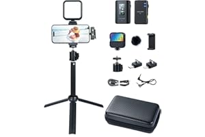 FULAIM X5-VK Smartphone Vlogging Kit mit Wireless Lavalier Mikrofon, YouTube Starter Kit für iPhone Android Phone Kamera, Content Creator Kit für Tiktok Video Recording Live Stream mit RGB-Licht