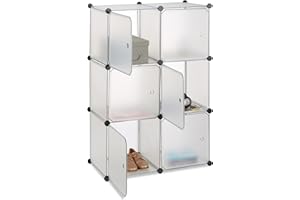 ‎RELAXDAYS Relaxdays Regalsystem 6 Türen, DIY, Cubes, Grifföffnungen, Raumteiler, Badregal, Kunststoff, HBT 90x75x36cm, transparent