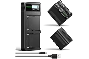 NEEWER 2 NP-F970 7800mAh Baterías Repuesto para Sony FX3/FX30/A7, para Canon R5, para Nikon Z8, Camera Battery con LCD Dual USB C Cargador Rápido para Handycam Cámara Monitor Luz Video LED Deslizador