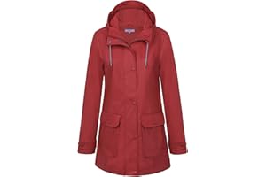 rhythm of the rain Regenjacke Damen Wasserdicht Regenmantel Gefüttert Atmungsaktiv Friesennerz PU Damen Regenjacke Wasserdicht Regenparka Regenjacke mit Kapuze
