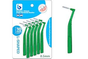 BOULTON UK BOULTON Angle Interdental Brushes – Pack of 10 | L Shape Interdental Brush for Teeth Clean Oral Hygiene Tooth Floss | Dental Picks Interdental Toothpick Stick Toothbrushes Teeth Brushes (0.5mm)