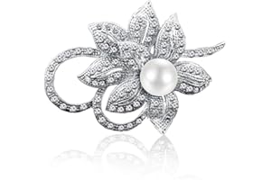 Mecool con clase de la flor broche Creado con Brillante de cristal y perlas Creado para la boda de Navidad o fiesta de graduación
