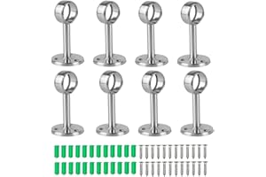 Supporti per Aste per Tende,Biluer 8 Pezzi 22 mm Supporti per Asta Armadio Staffa di Montaggio a Soffitto Asta per Armadio Supporto con 24 Viti Asta per Stendino Guardaroba Cucina Armadio(22mm)
