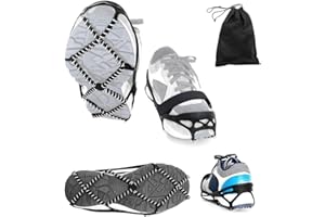 ZSFLZS Ice Cleats, Highly elastic Traction Cleats Grippers with magic tape Straps and Storage Bag, Anti Slip Walk Traction Cleats for Hiking Walking on Snow and Ice