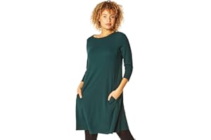 Roman Originals Tunic Dress with Pockets for Women UK - Ladies Oversized Swing Slouch Stretchy Casual Winter Autumn Jersey Everyday Pull On Comfy Soft Relaxed Work Office