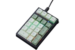 HMHAMA Teclado numérico mecánico USB mini con cable de 21 teclas, interruptor azul, teclado numérico, retroiluminación, diseño extendido