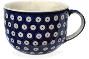 Bunzlauer Keramik Manufaktura Milchkaffeetasse (450 ml, Dekor Blau-Auge)